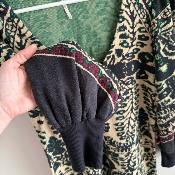 Free People Music and Lyrics Sweater Mini Dress - Black/Green - Size Medium - Picture 10 of 16